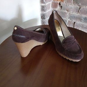 NEW Michael Kors Brown Leather Wedges Size 8